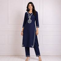 Zainab Blue Rayon Kurta Set