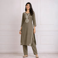Zainab Grey Rayon Kurta Set