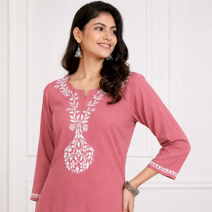 Zainab Pink Rayon Kurta Set