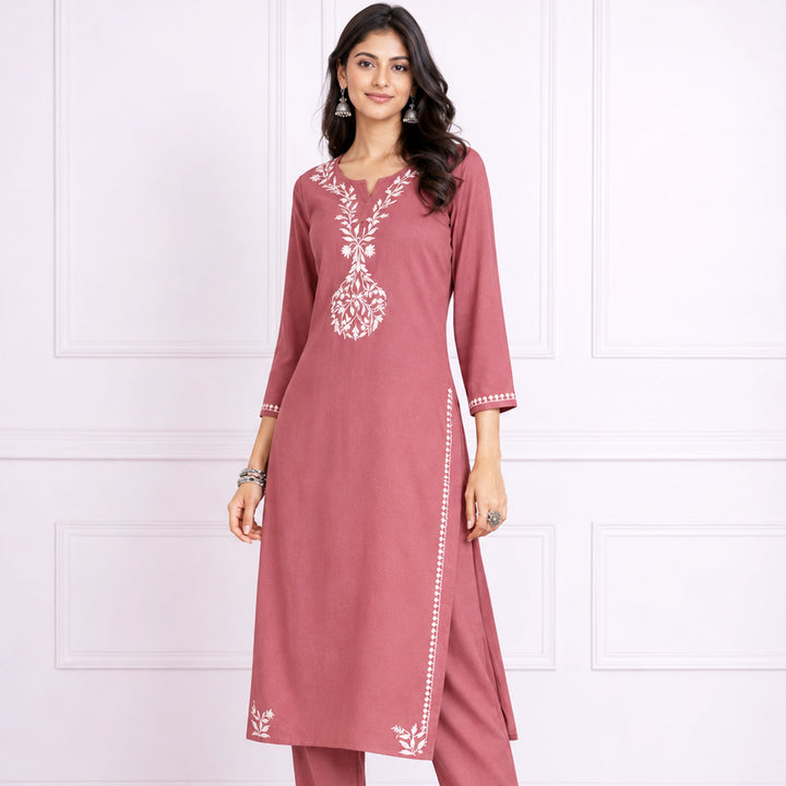 Zainab Pink Rayon Kurta Set