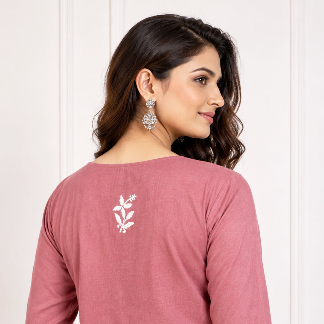 Zainab Pink Rayon Kurta Set